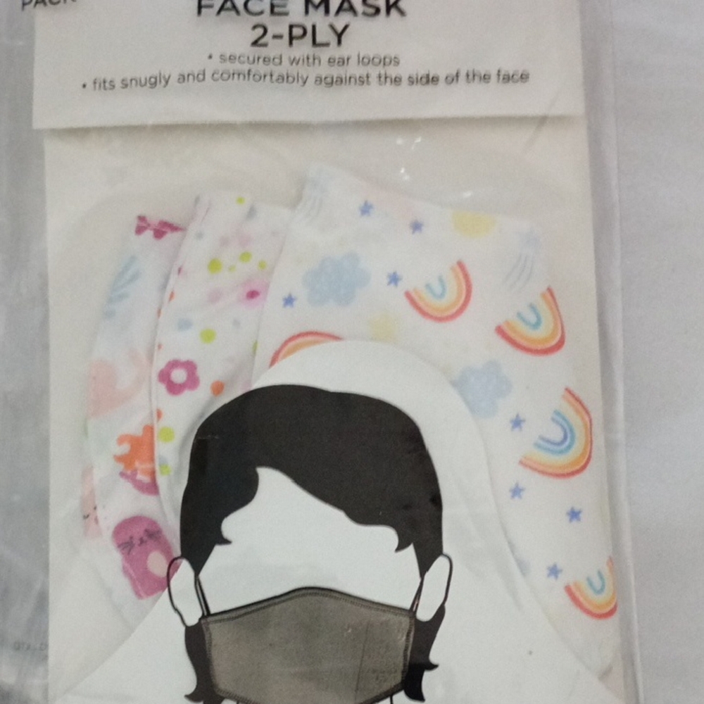 55 assorted packs of 3 Kids Face Masks - Blue, Pink, White, Black Ages 5-8 - Picture 6 of 7